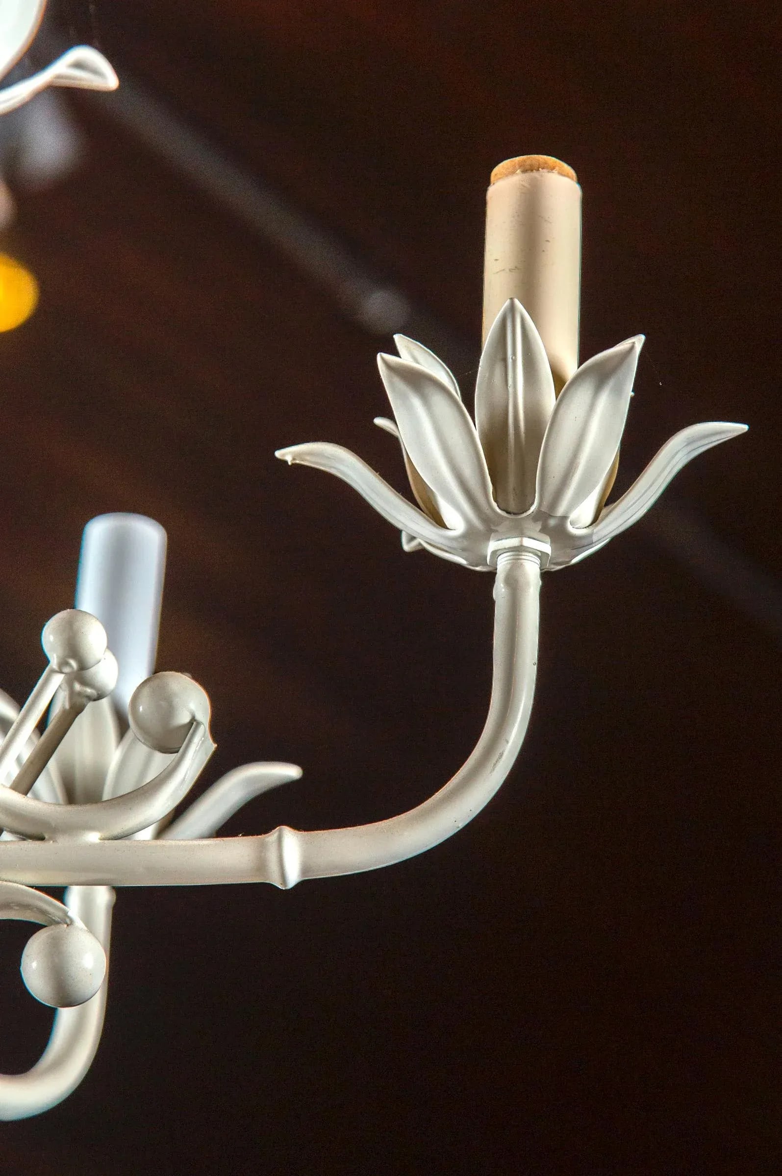 White Painted Wrought Iron Chinoiserie Chandelier With Bells - 3