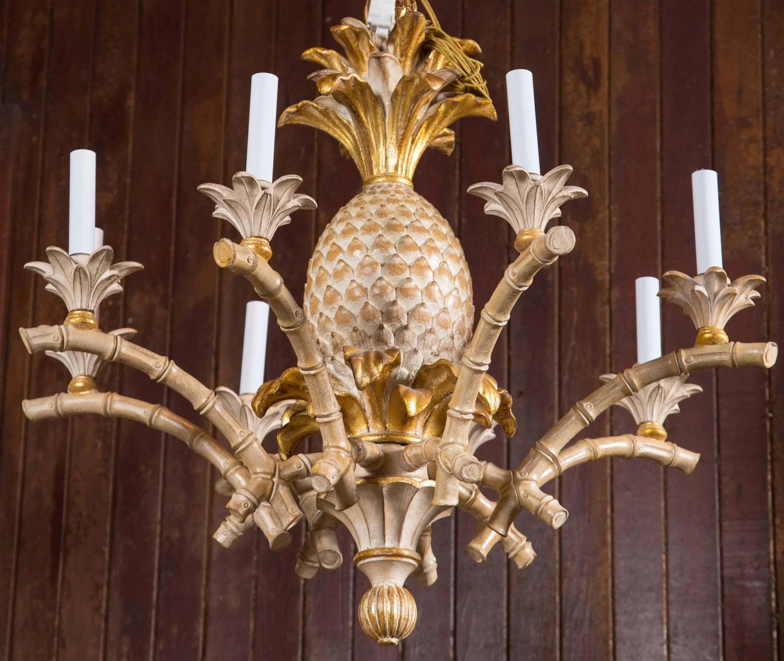 Italian Carved Wood Pineapple Chandelier - 2