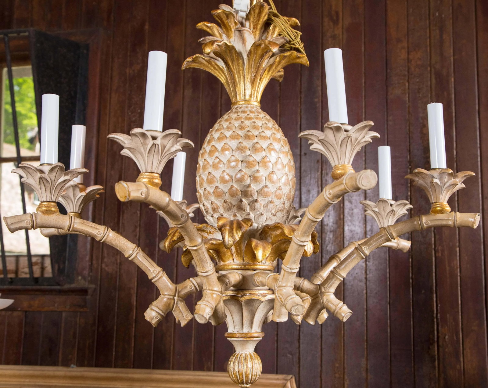 Italian Carved Wood Pineapple Chandelier - 3