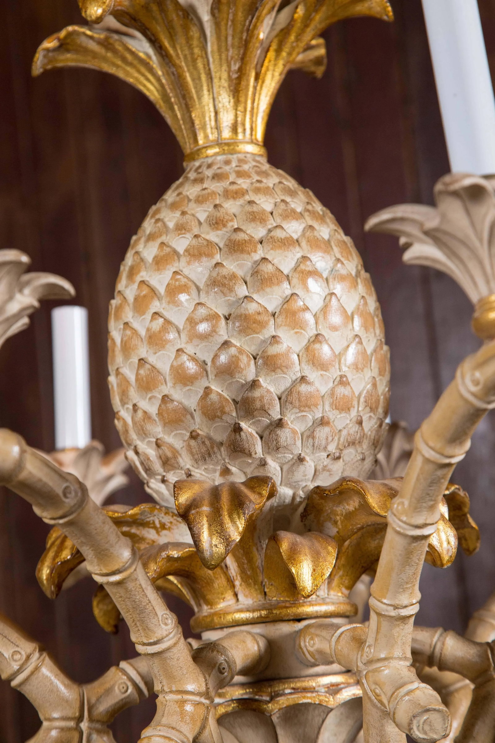 Italian Carved Wood Pineapple Chandelier - 5