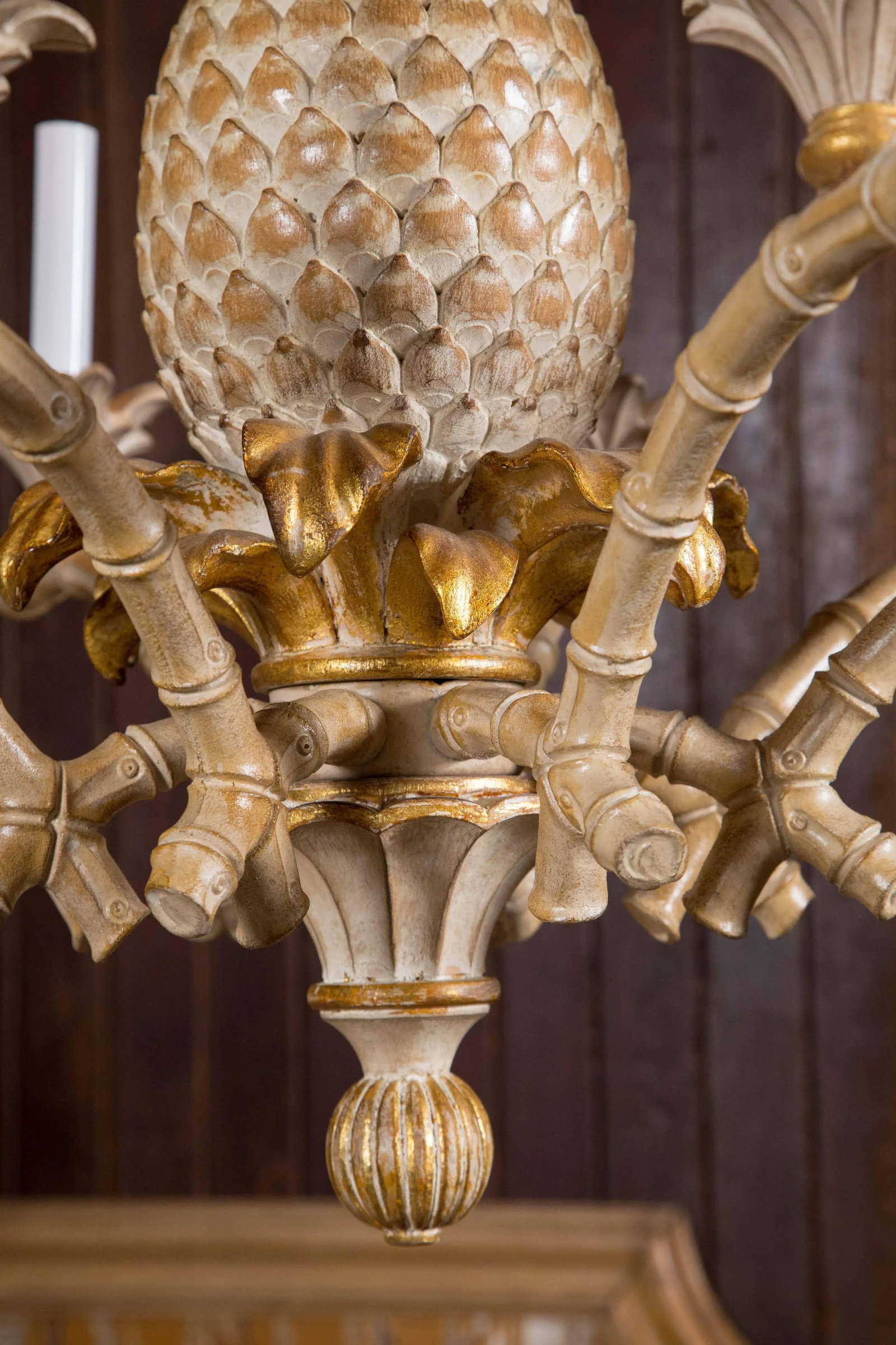 Italian Carved Wood Pineapple Chandelier - 6