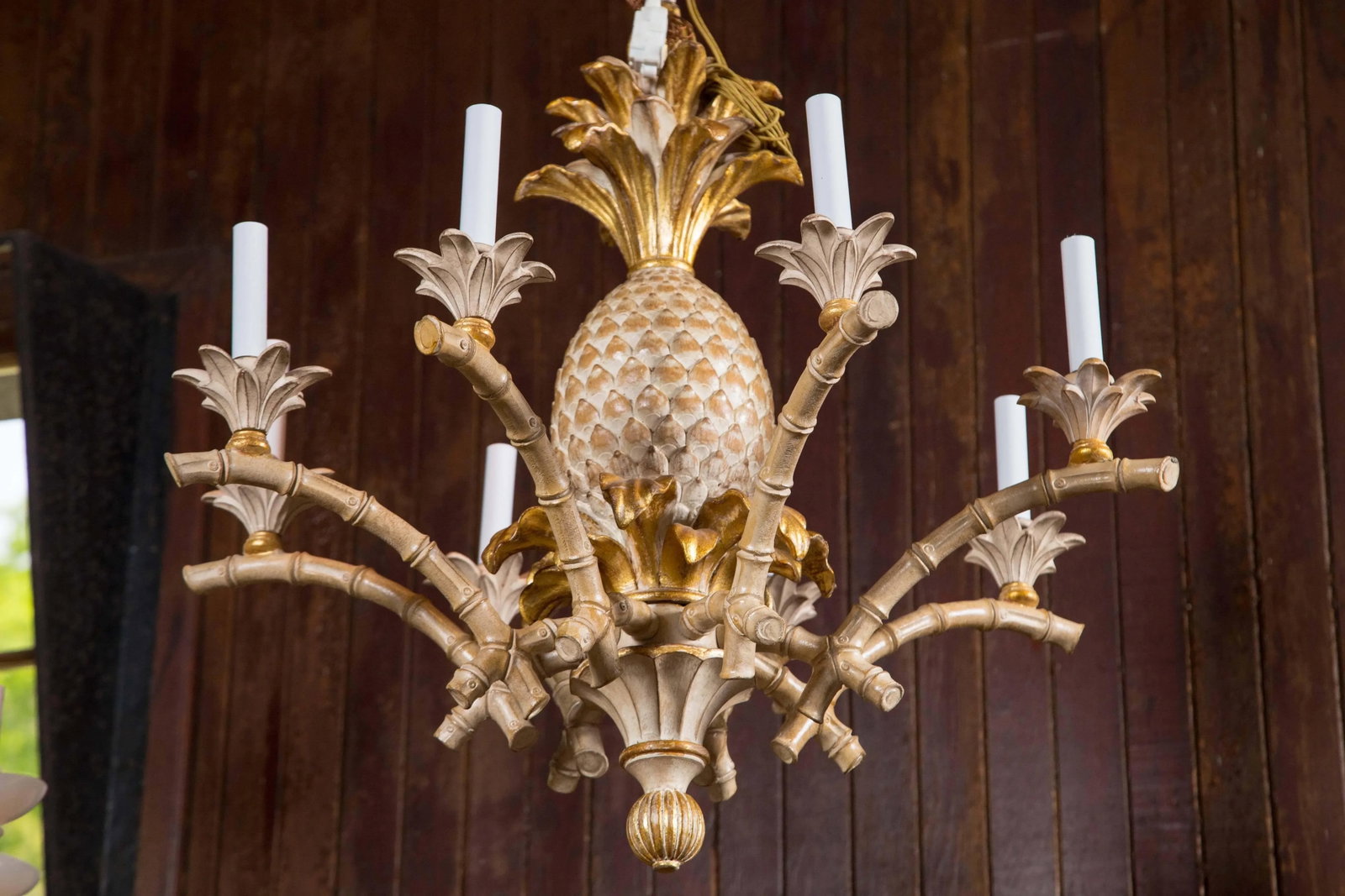 Italian Carved Wood Pineapple Chandelier - 8