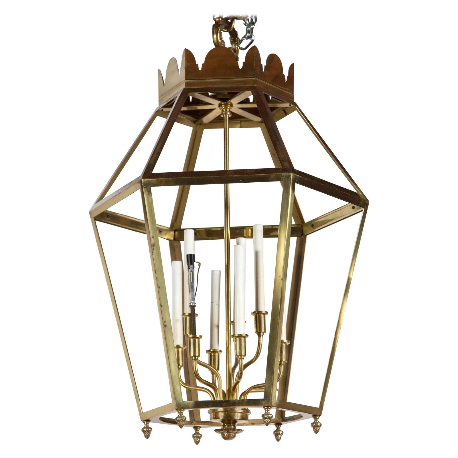 1960s Vintage Hexagonal Brass Lantern - 8