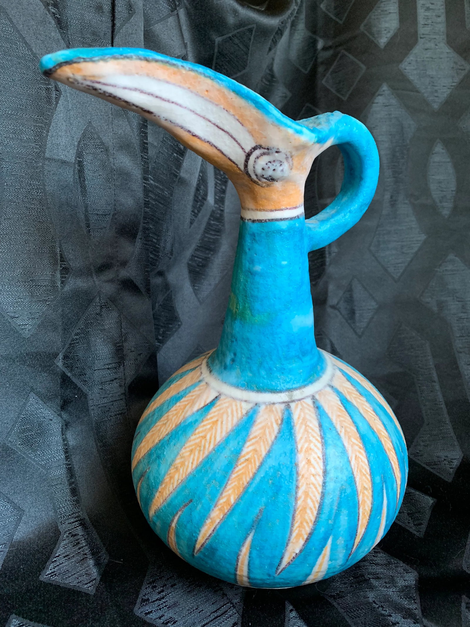 1950s Guido Gambone for Vietri Italian Pottery Toucan Pitcher Vase - 10