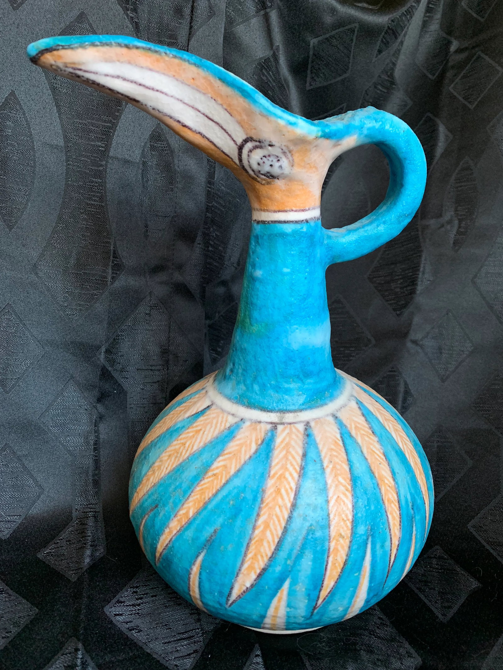 1950s Guido Gambone for Vietri Italian Pottery Toucan Pitcher Vase - 11