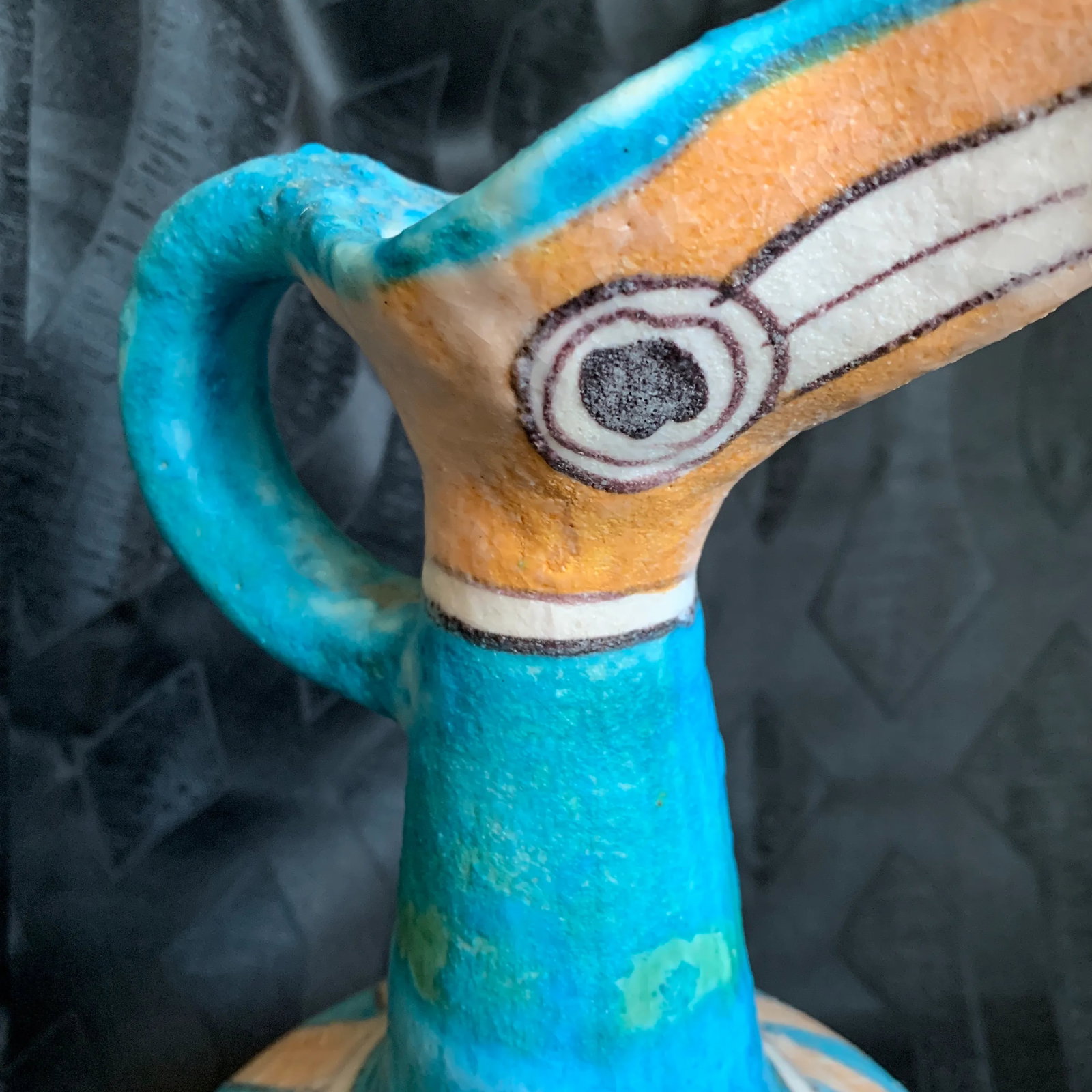 1950s Guido Gambone for Vietri Italian Pottery Toucan Pitcher Vase - 12