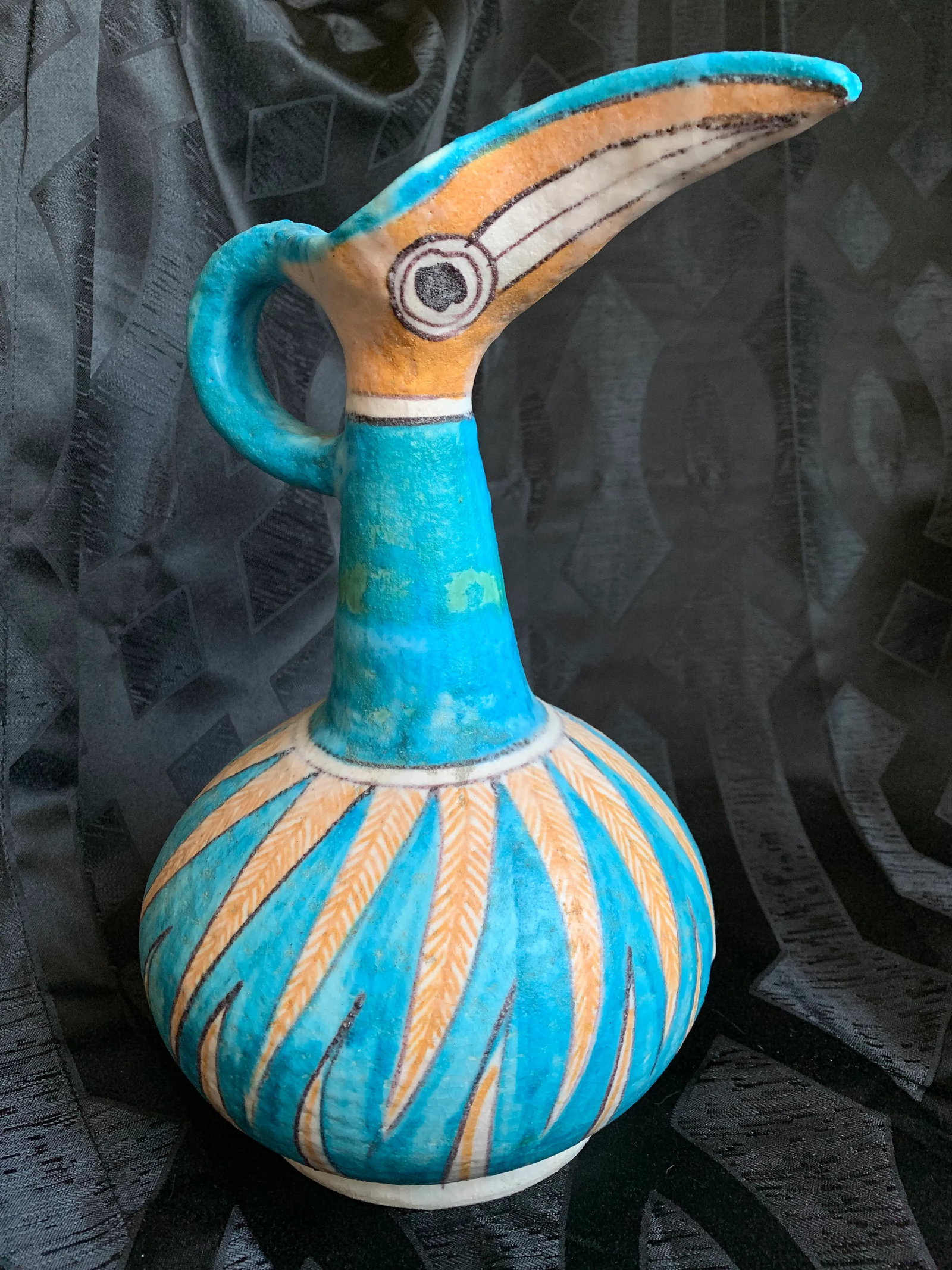 1950s Guido Gambone for Vietri Italian Pottery Toucan Pitcher Vase - 13
