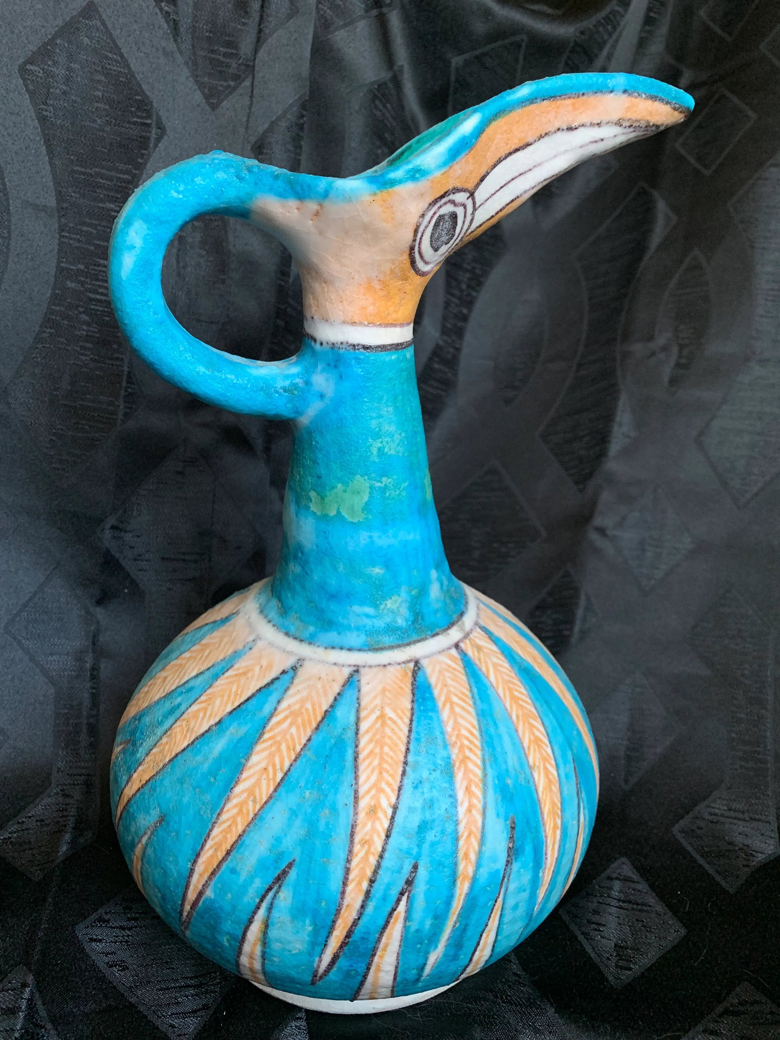 1950s Guido Gambone for Vietri Italian Pottery Toucan Pitcher Vase - 3