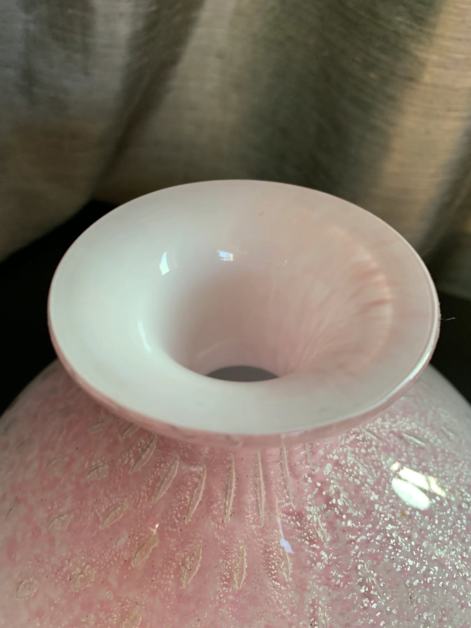 Mid-Century Modern Alfredo Barbini Pink and Silver Fleck Art Glass Decanter - 7