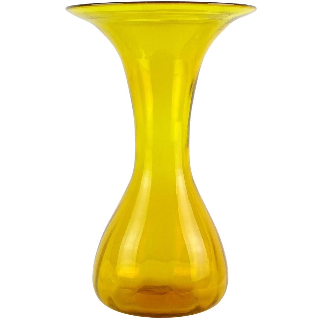 Vintage Large Art Glass Golden Yellow Orange Decorative Flared Rim Flower Vase (1 of 4)