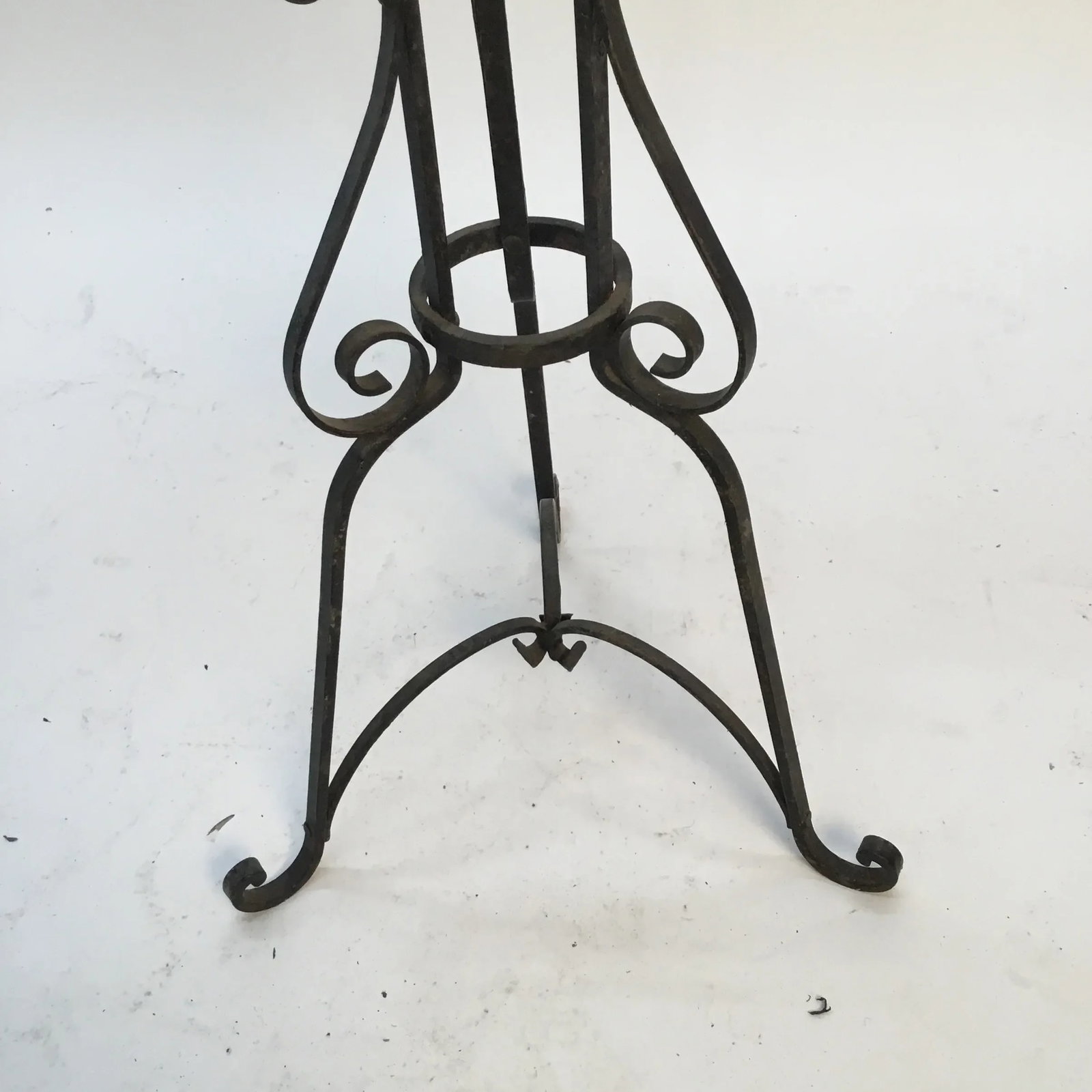 1940s Vintage Wrought Iron Plant Stand & Copper Bowl - 3