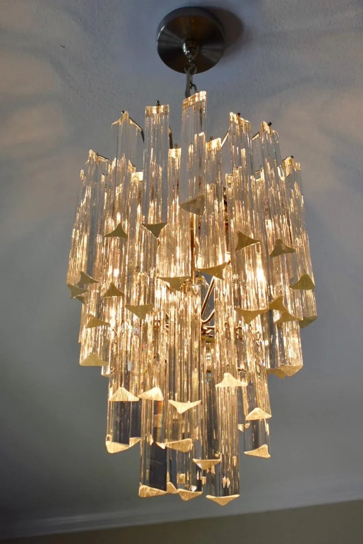 1970s Italian Triedri Crystal Prism Chandelier - 10