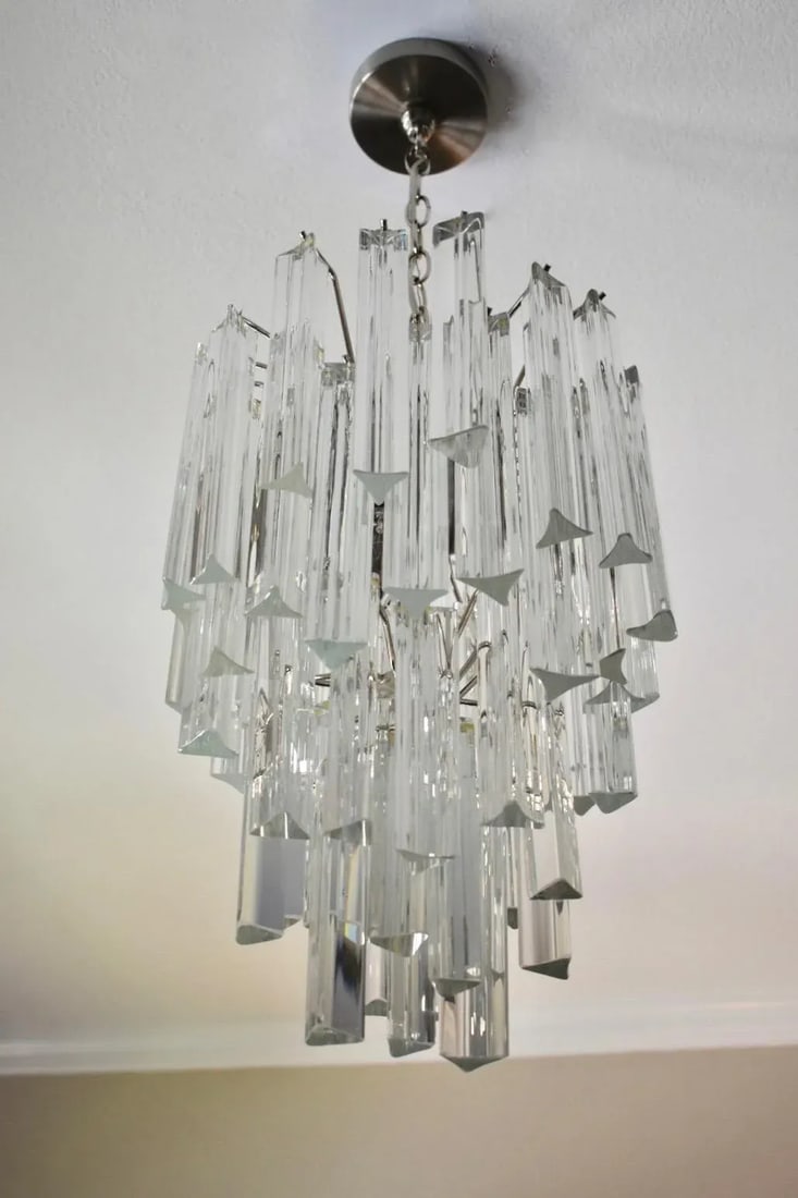 1970s Italian Triedri Crystal Prism Chandelier - 13