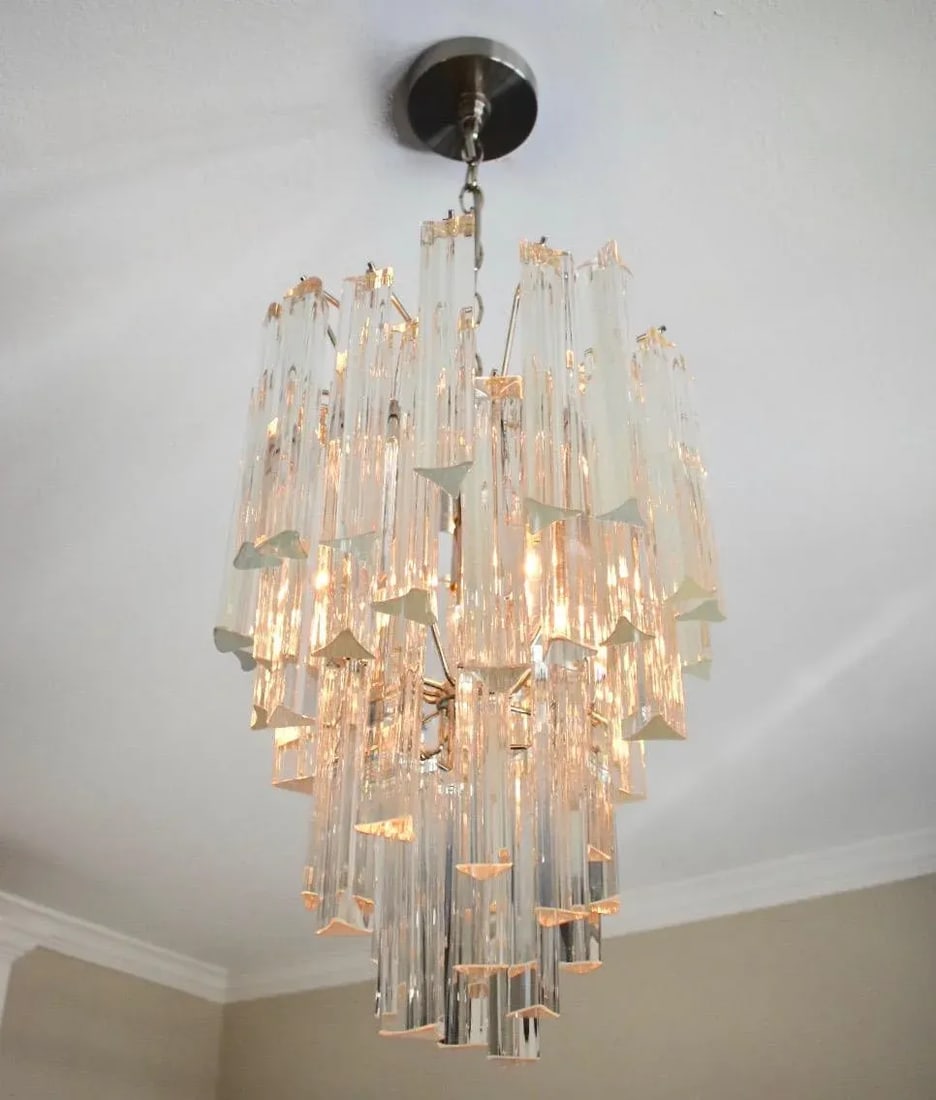 1970s Italian Triedri Crystal Prism Chandelier - 3