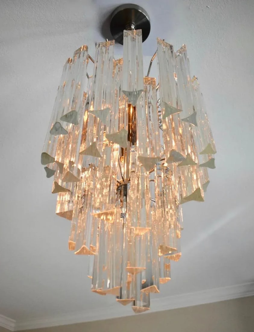 1970s Italian Triedri Crystal Prism Chandelier - 8