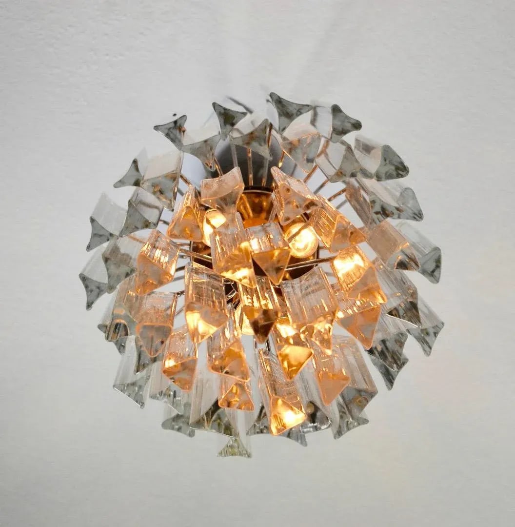 1970s Italian Triedri Crystal Prism Chandelier - 9