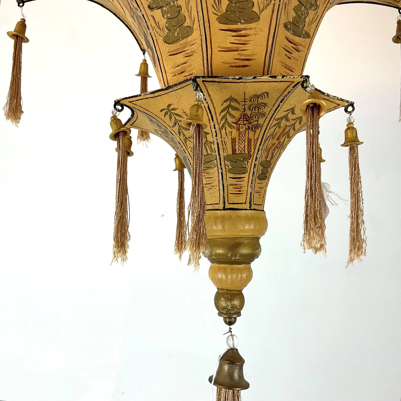 1920's Hand-Painted Chinoiserie Two-Tier Pendant Light - 4