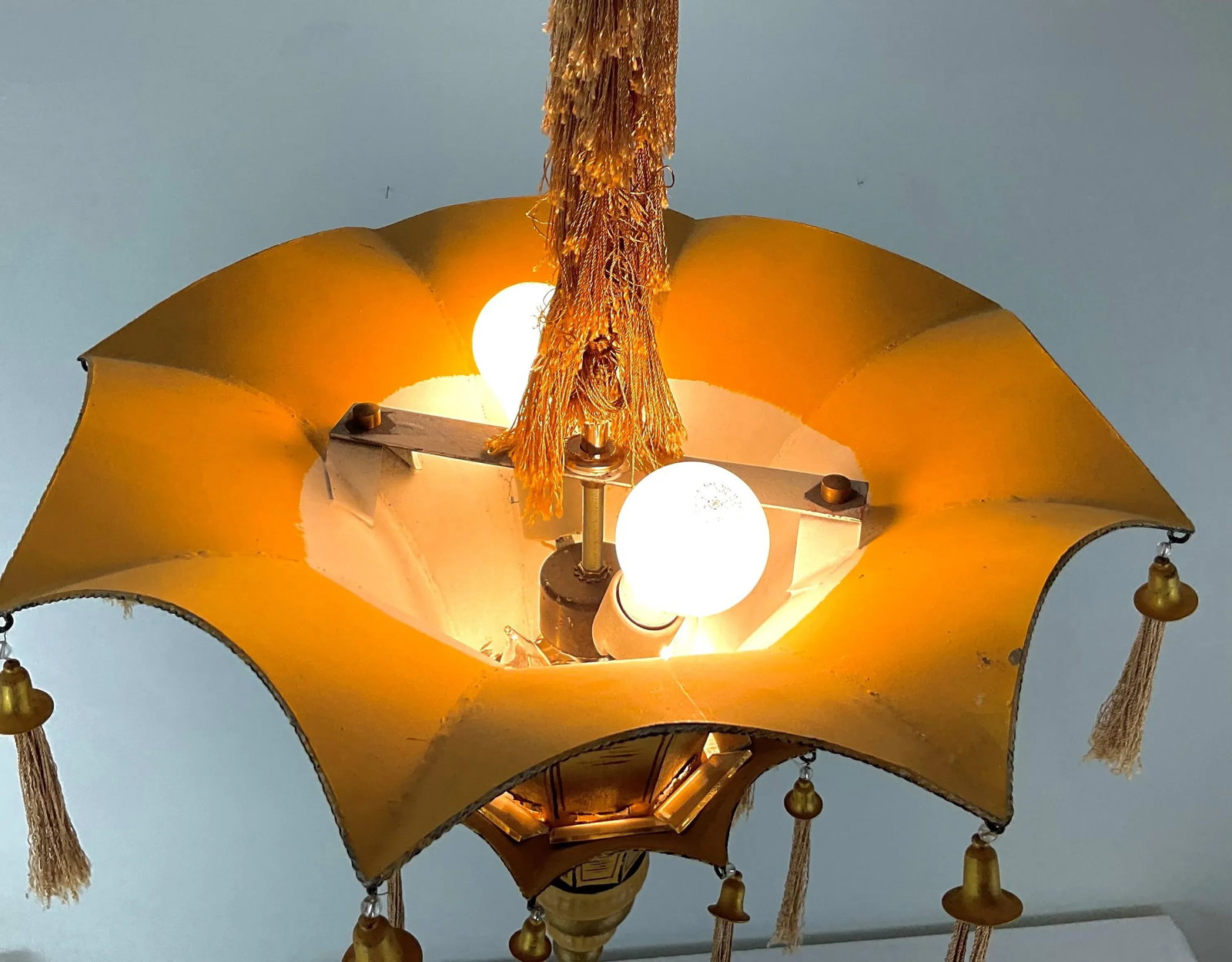 1920's Hand-Painted Chinoiserie Two-Tier Pendant Light - 8