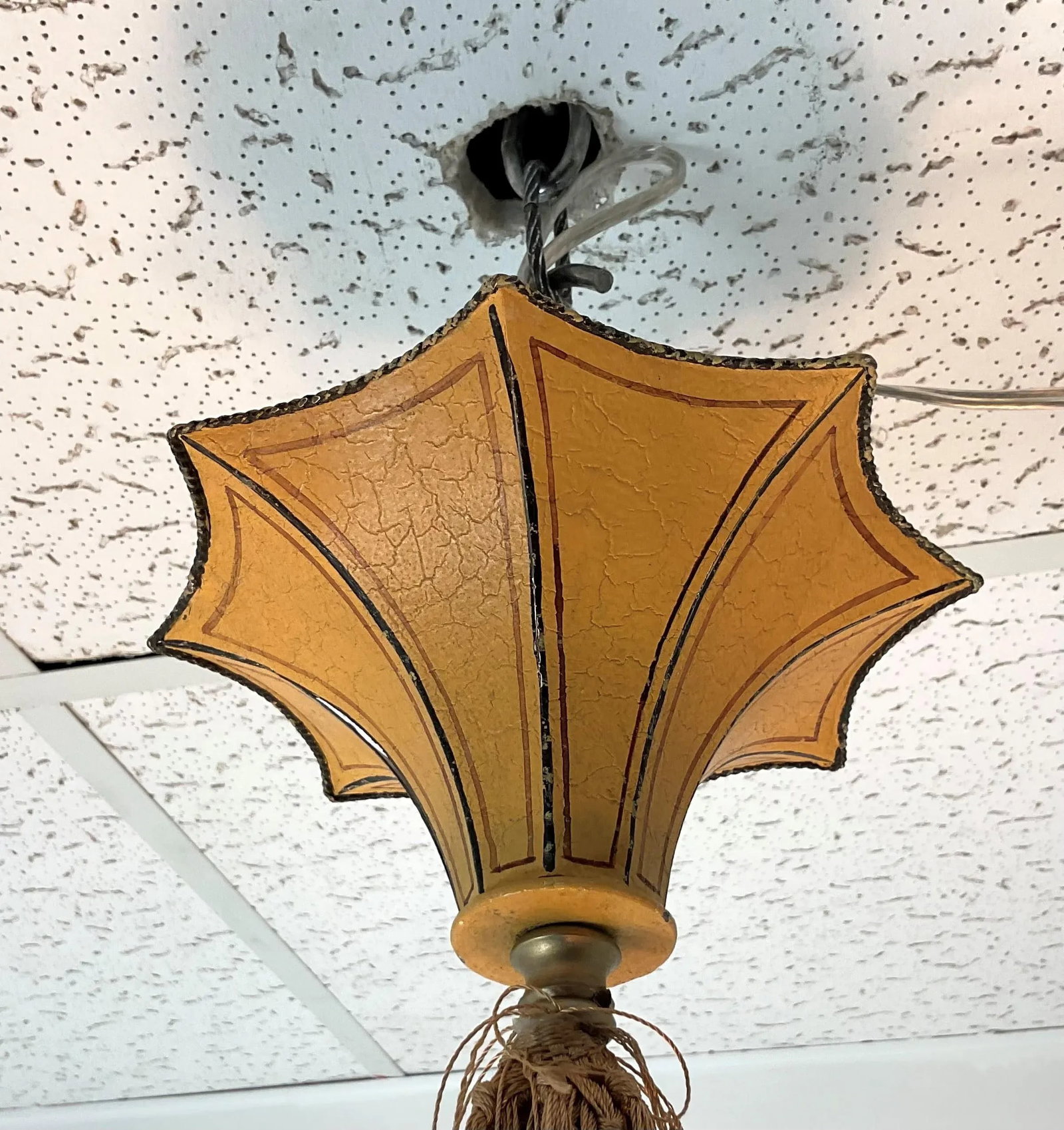 1920's Hand-Painted Chinoiserie Two-Tier Pendant Light - 9