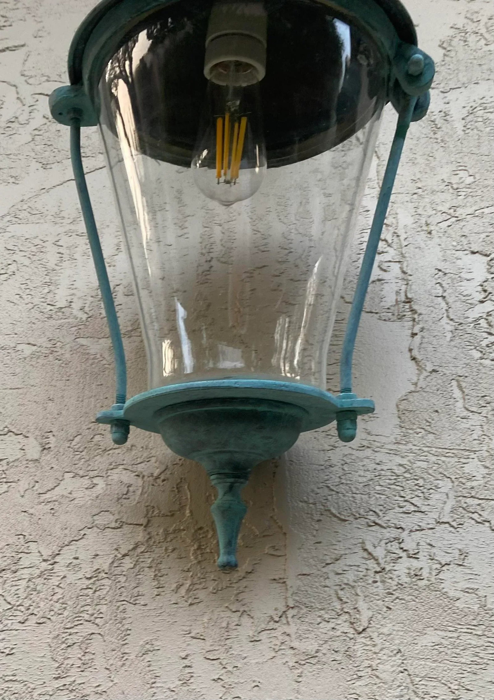 Pair of Antique Brass Wall Lanterns /Sconces - 17" Deep X 10".5 Wide X 25" High - 2