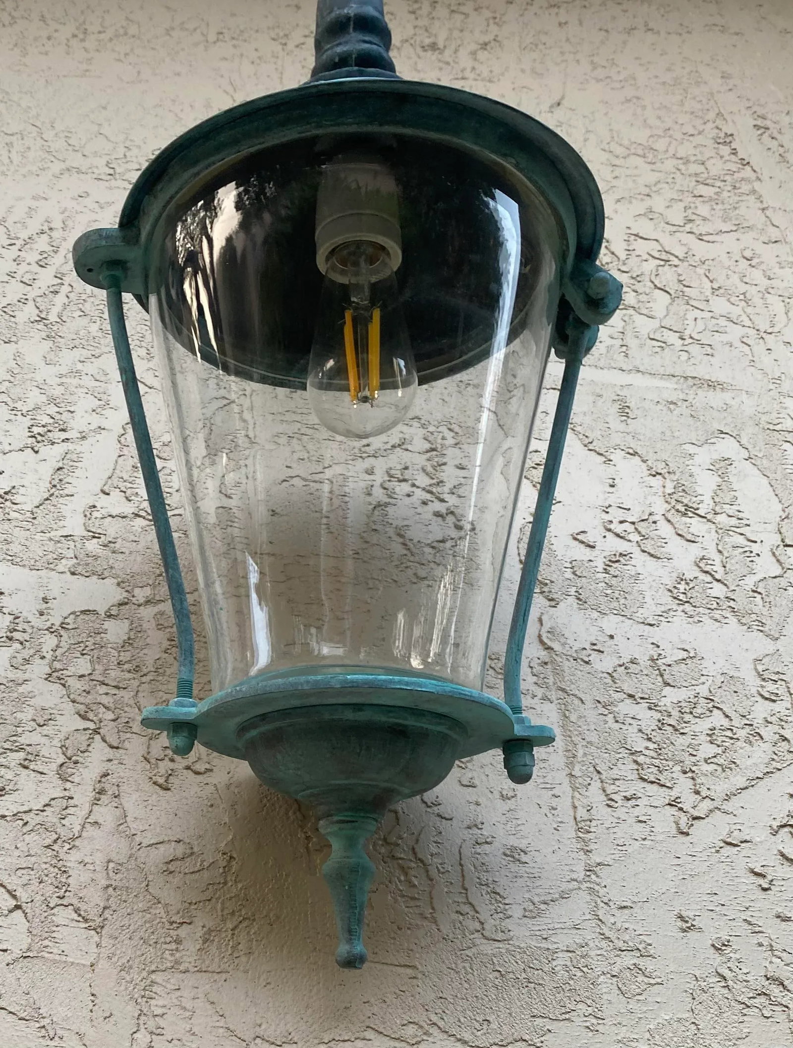 Pair of Antique Brass Wall Lanterns /Sconces - 17" Deep X 10".5 Wide X 25" High - 8