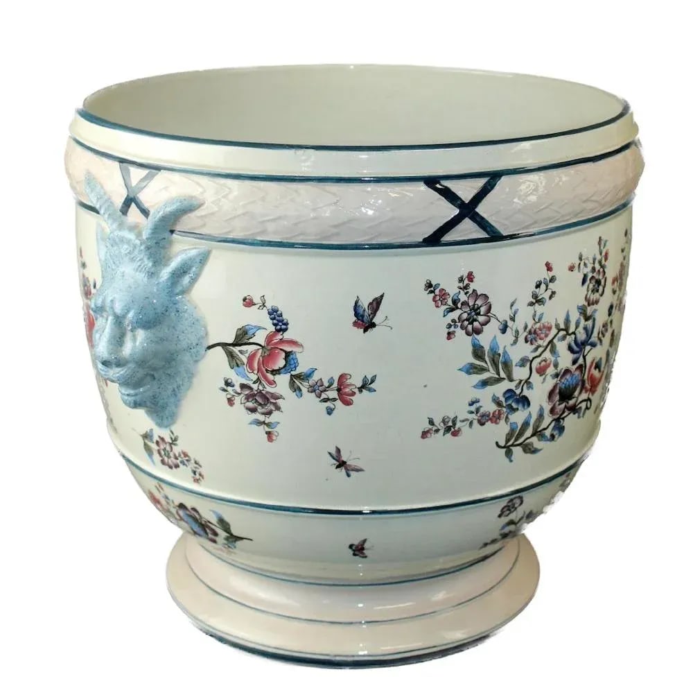 Antique Large French Floral & Satyr Cachepot - 2