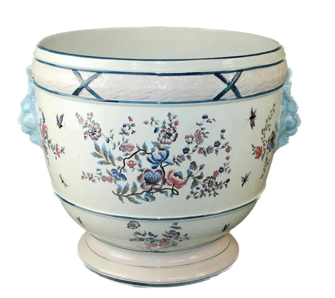 Antique Large French Floral & Satyr Cachepot - 3