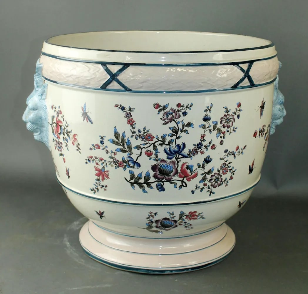 Antique Large French Floral & Satyr Cachepot - 4