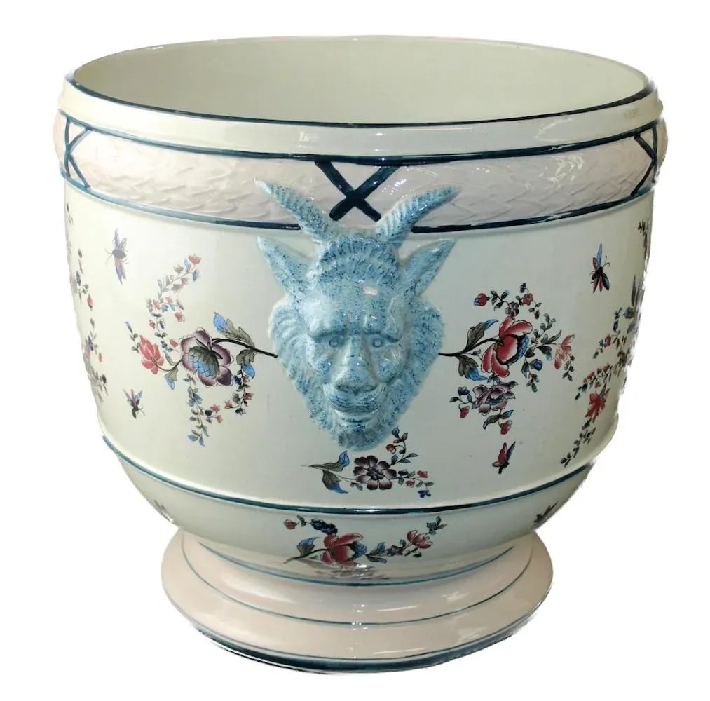 Antique Large French Floral & Satyr Cachepot - 5