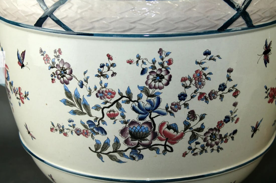 Antique Large French Floral & Satyr Cachepot - 7