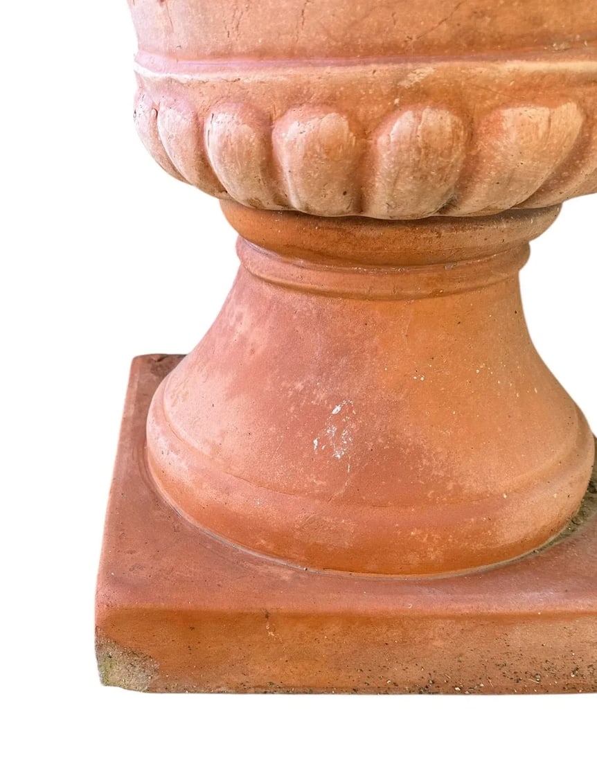 Vintage Large Neoclassical Terra Cotta Urn Planters / Terra Cotta Garden Pots, a Pair - 4