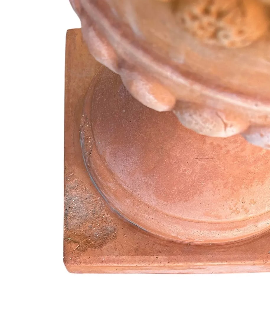 Vintage Large Neoclassical Terra Cotta Urn Planters / Terra Cotta Garden Pots, a Pair - 5