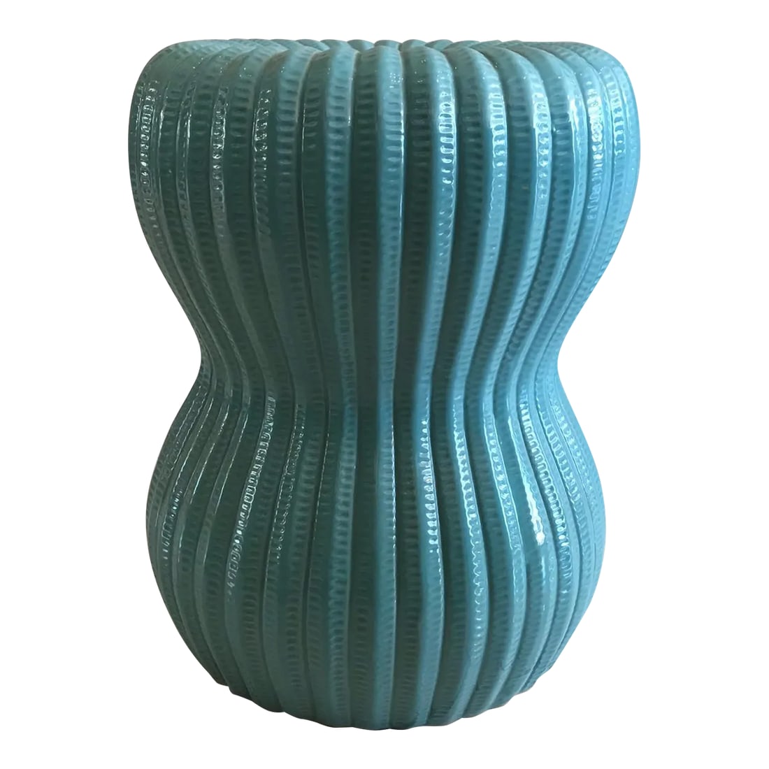 Turquoise Ribbed Hourglass Garden Stool (1 of 9)