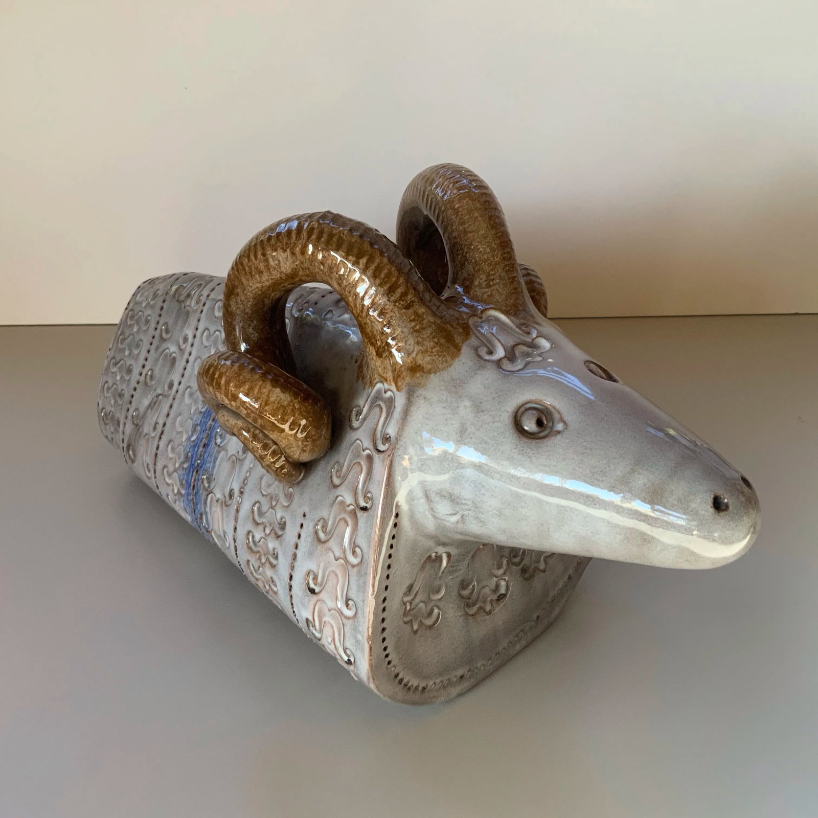 Vintage Midcentury Italian Pottery Ram ~ Style of Aldo Londi for Bitossi - 5