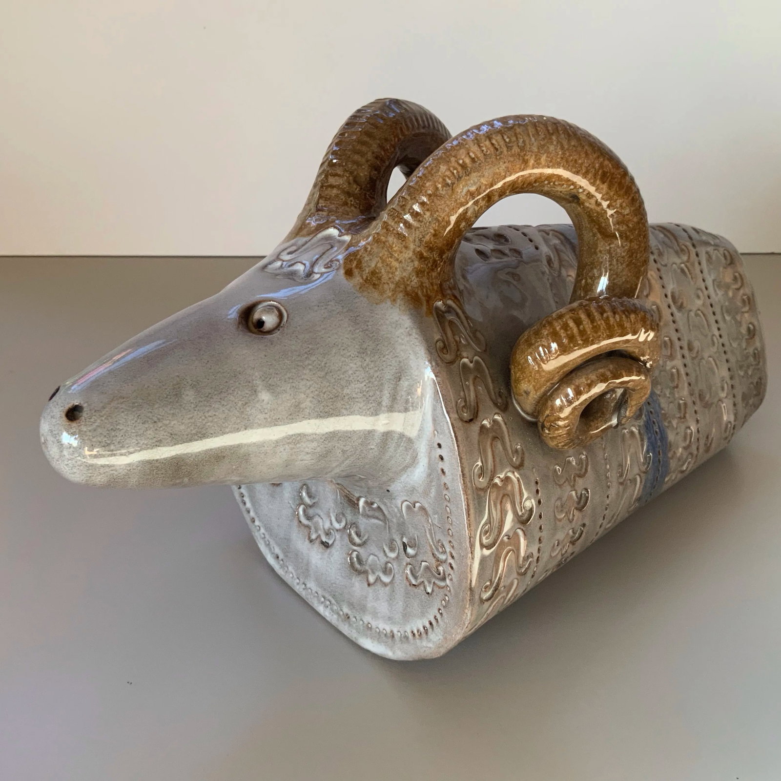Vintage Midcentury Italian Pottery Ram ~ Style of Aldo Londi for Bitossi - 6