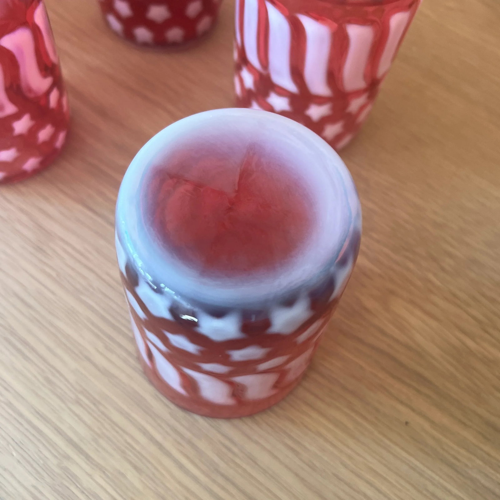 Vintage Fenton Cranberry Glass Stars and Stripes- Set of 6 - 5