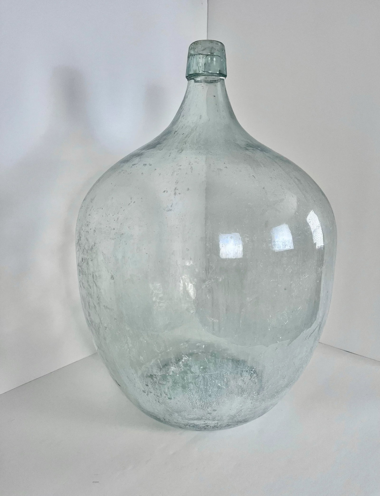 Antique Blown Glass Demijohn or Decanter | Aged Light Turquoise - 3