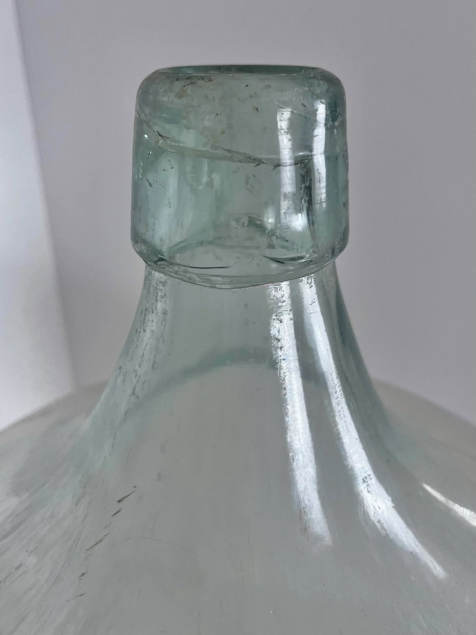Antique Blown Glass Demijohn or Decanter | Aged Light Turquoise - 7