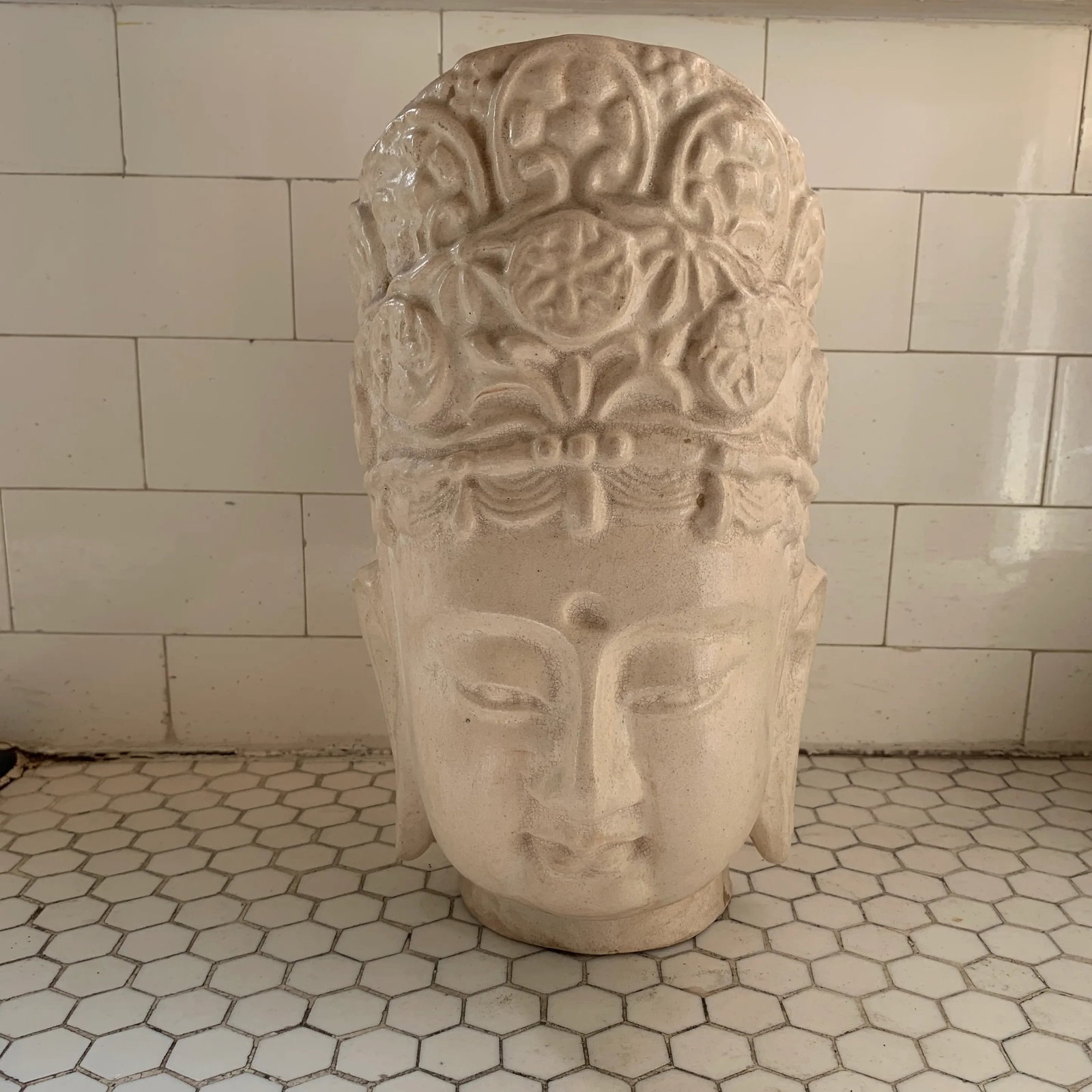 Ivory Majolica Quan Yin Buddha Head - 12
