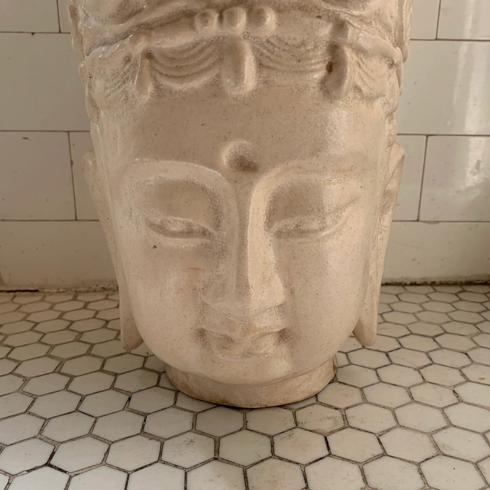Ivory Majolica Quan Yin Buddha Head - 2