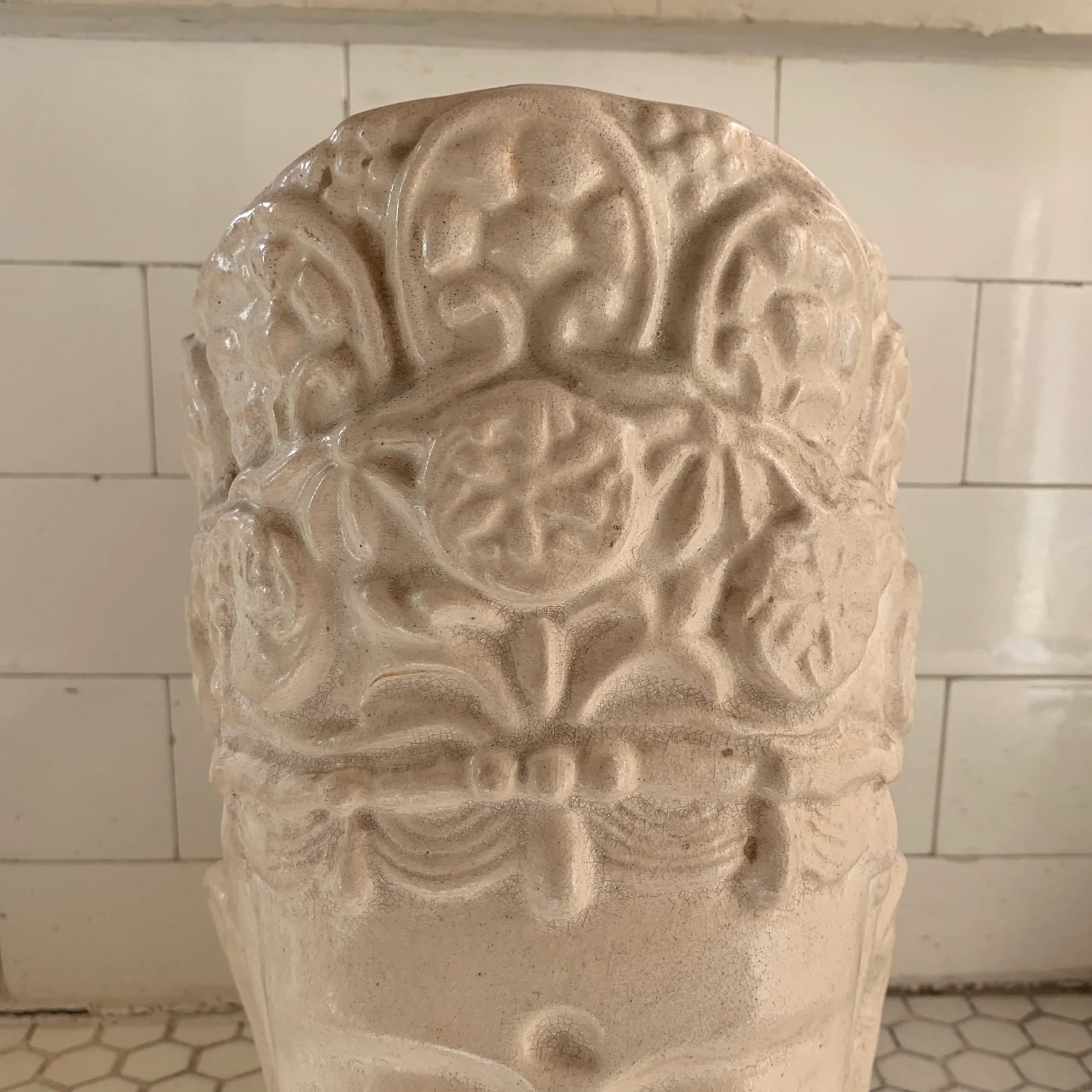 Ivory Majolica Quan Yin Buddha Head - 3