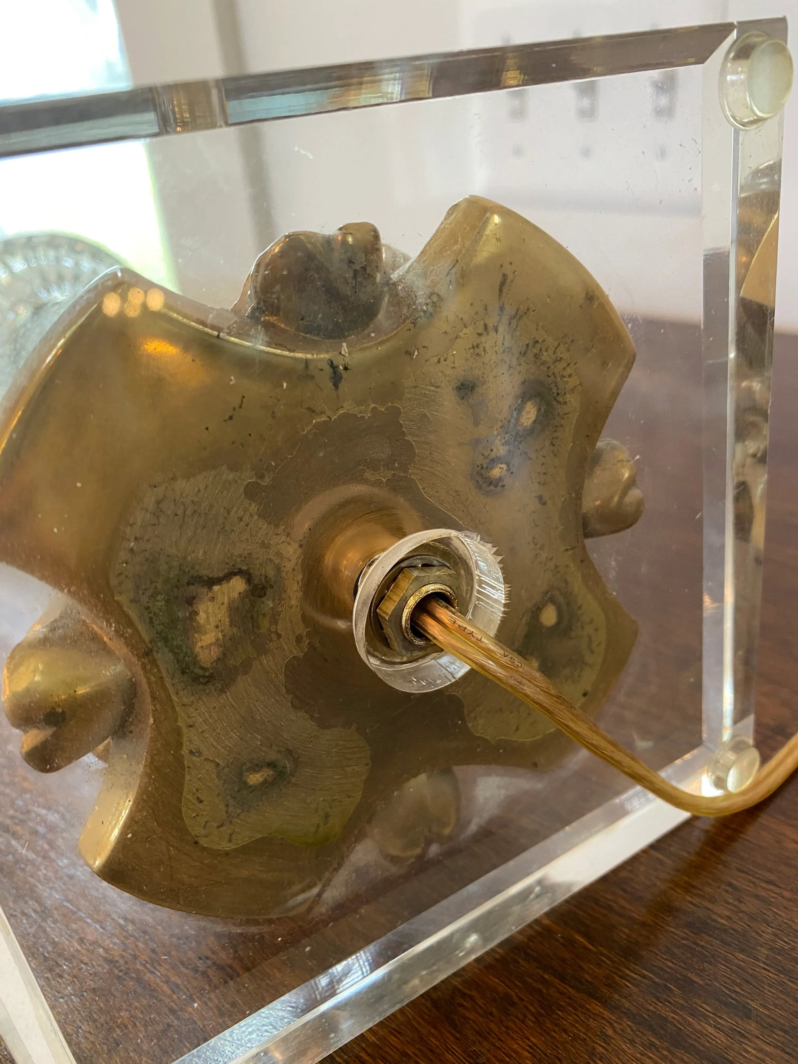 Lucite Brass Bronze Lamps - a Pair - 5