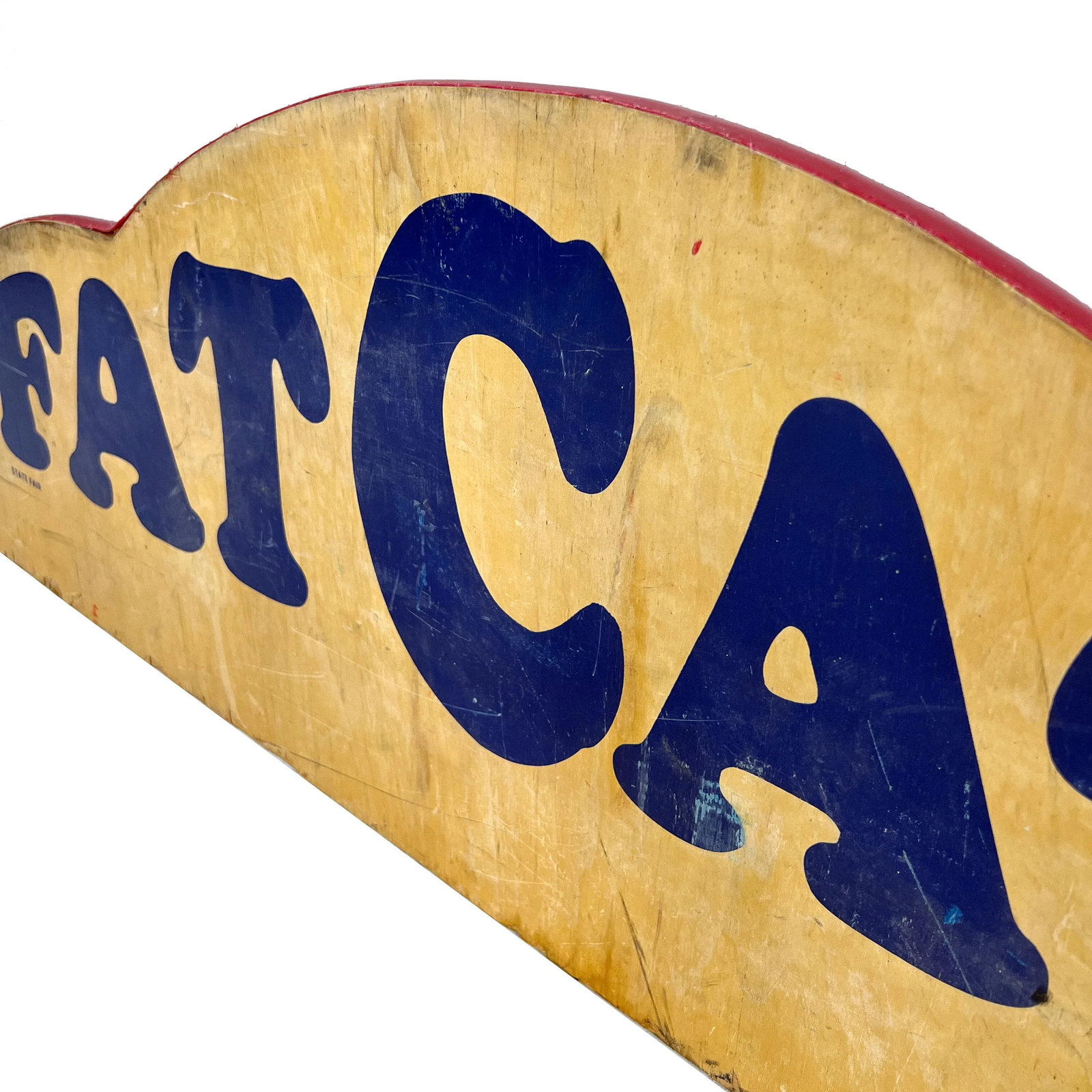 Vintage 1970s Fatcats Grease Truck Food Vendor New Jersey State Fair Wood Sign - 8