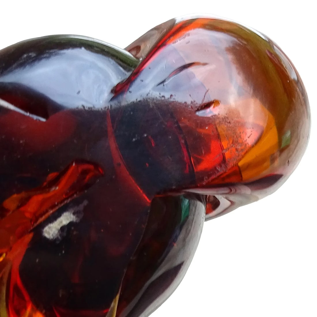Vintage Murano Seguso Sommerso Orange Red Yellow Italian Art Glass Mid Century Squirrel Figurine - 5