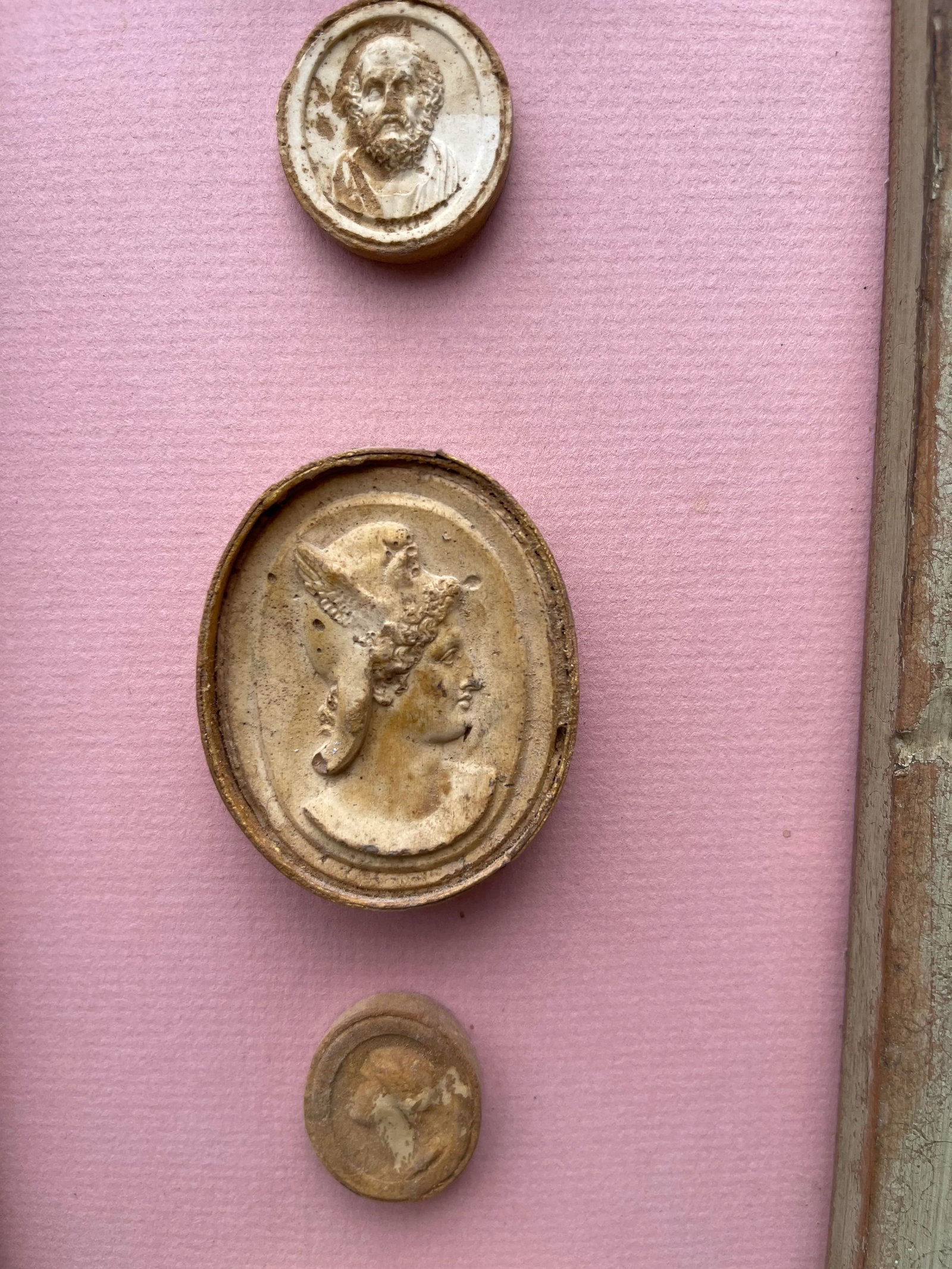 Classical Framed Grand Tour Style 5 Intaglios in 1880s Pine Frame - 2