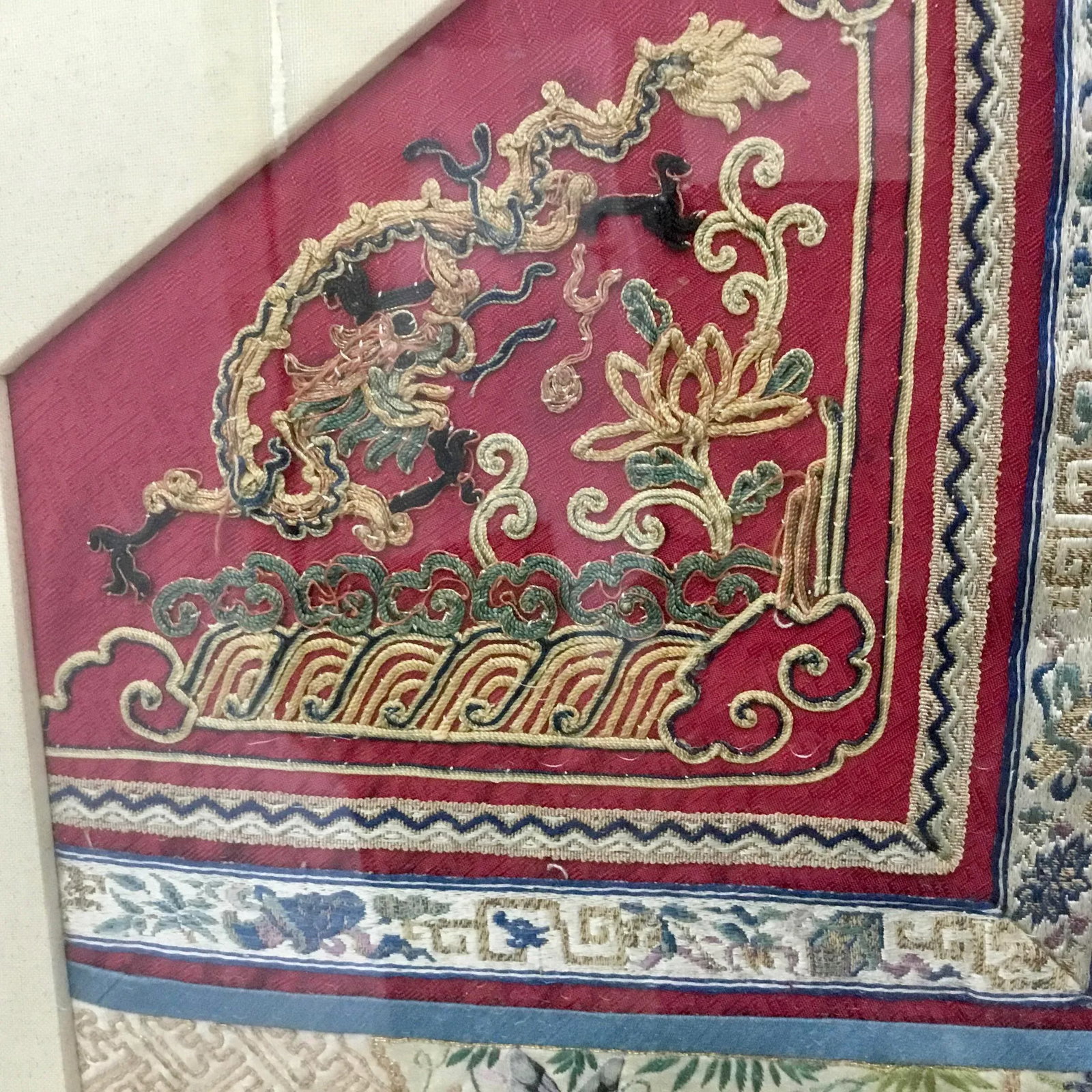 Framed Antique Chinese Ceremonial Dress Fragment - 7