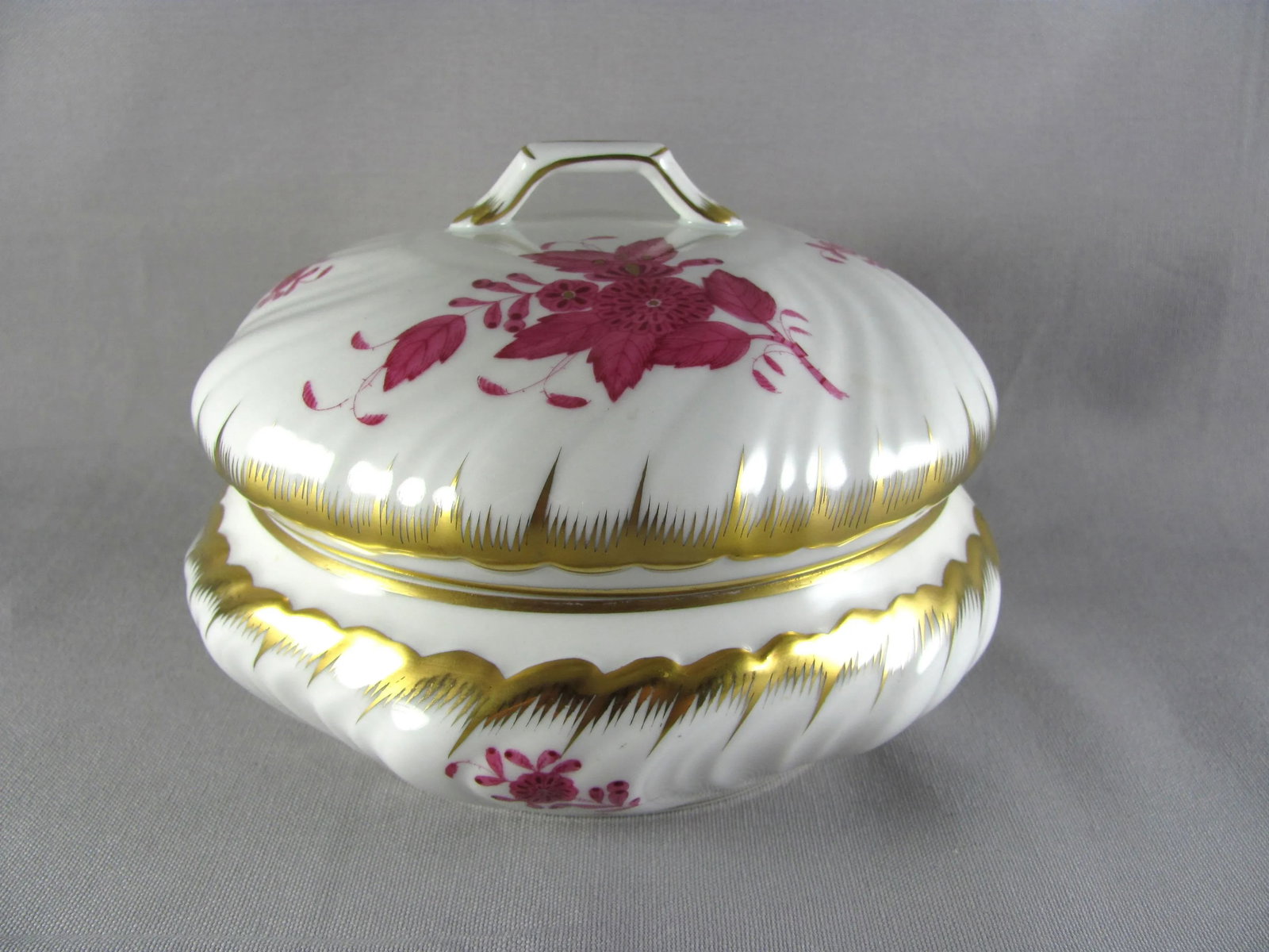 Herend Chinese Bouquet Raspberry Bon Bon Bonbonniere Candy Dish - 11