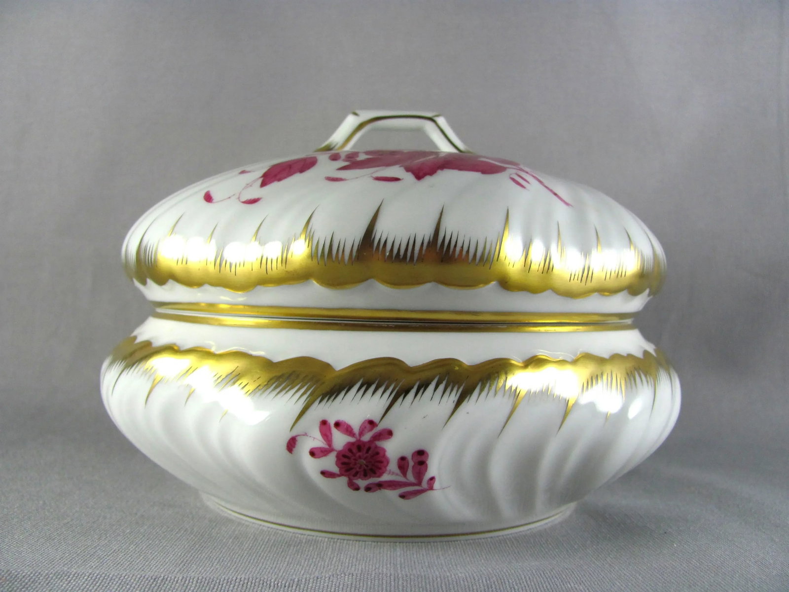 Herend Chinese Bouquet Raspberry Bon Bon Bonbonniere Candy Dish - 2