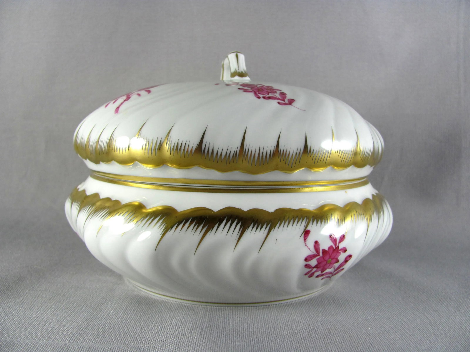 Herend Chinese Bouquet Raspberry Bon Bon Bonbonniere Candy Dish - 3
