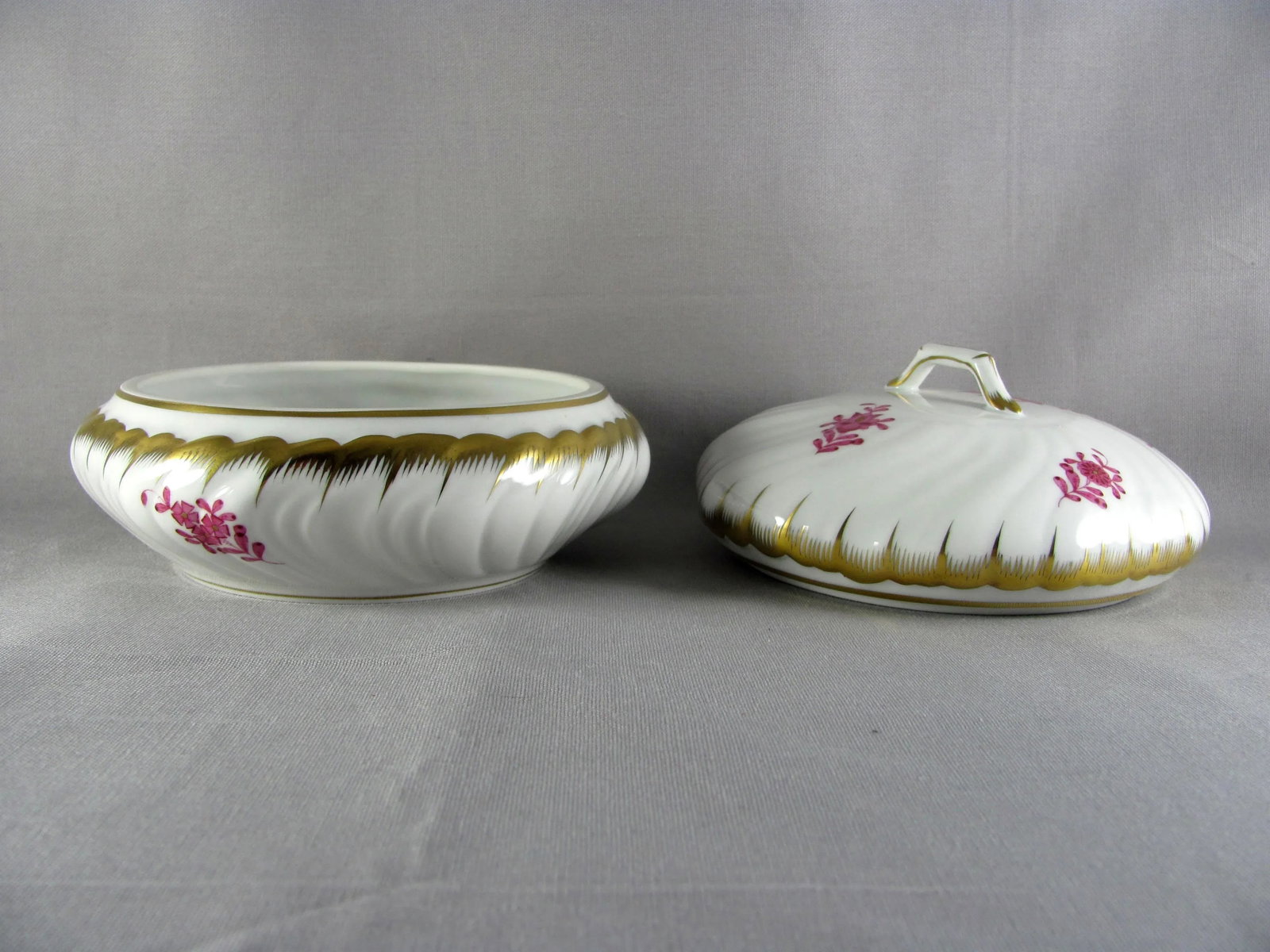 Herend Chinese Bouquet Raspberry Bon Bon Bonbonniere Candy Dish - 6